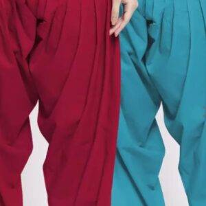 Women's Cotton Salwar Combo – Teal Green & Red