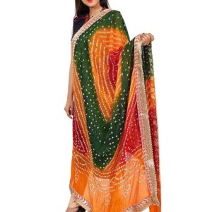 Bandhani Gota Patti Art Silk Dupatta with Latkans