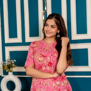 Floral Printed Kurti with Button Detailing