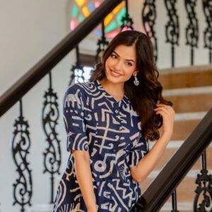 Abstract Printed Button-Down Kurti