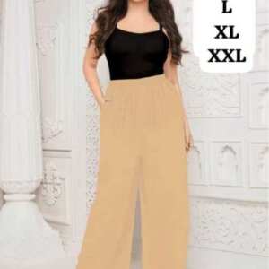 Rayon Palazzo Pants – Soft Beige
