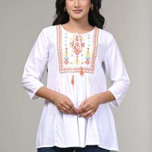 Reyon White Short Top For Women