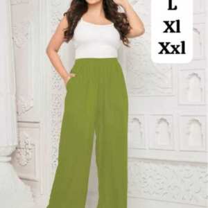 Rayon Palazzo Pants – Olive Green