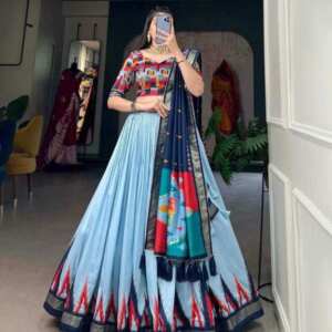 Lehenga,Blouse and Dupatta - Sky Blue