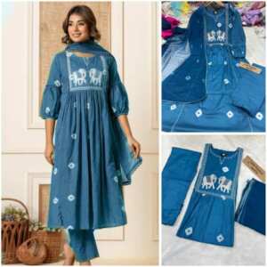 PURE RAYON COTTON KURTA SET - Blue