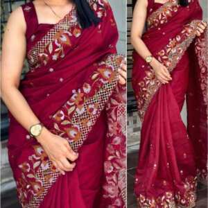Visca slub silk saree